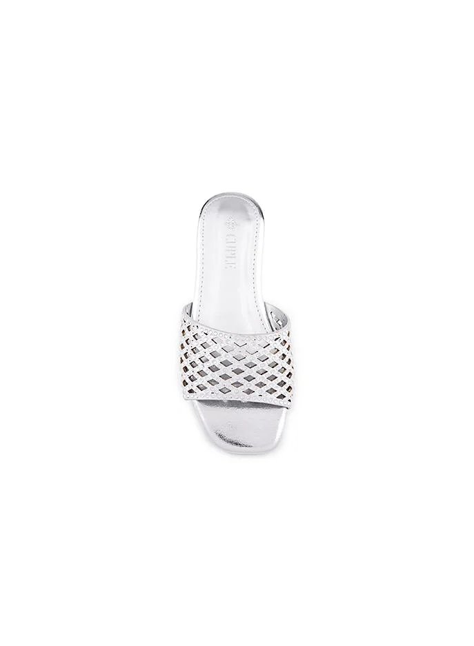 Cuple Silver Girls Embellished Flat Slides for Women | Best Price UAE